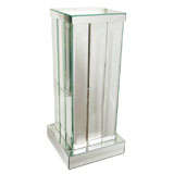 Vintage Skyscraper Style Mirrored Pedestal with Hand-Beveled Panels